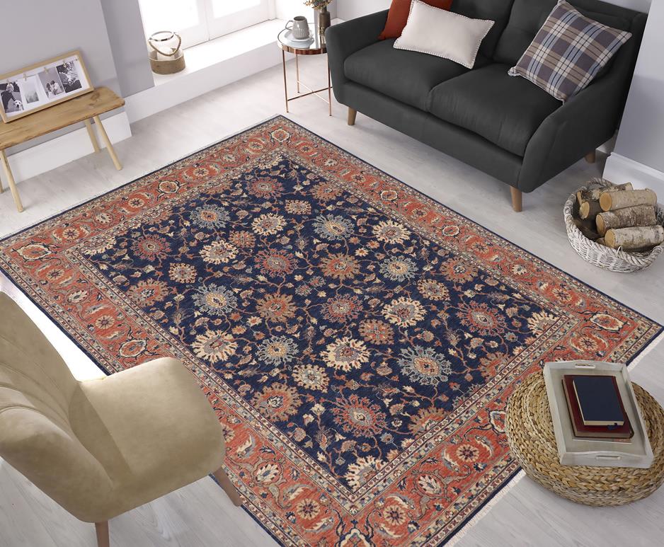 handmade Traditional Kafkaz Blue Rust Hand Knotted RECTANGLE 100% WOOL area rug 8 x 10