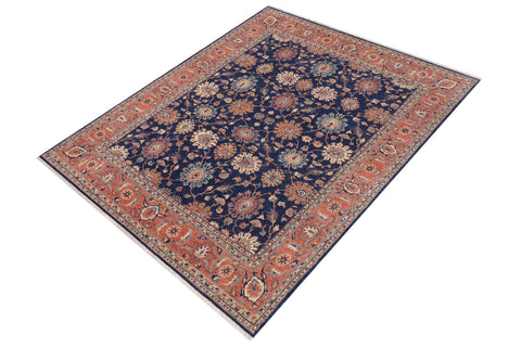 handmade Traditional Kafkaz Blue Rust Hand Knotted RECTANGLE 100% WOOL area rug 8x10