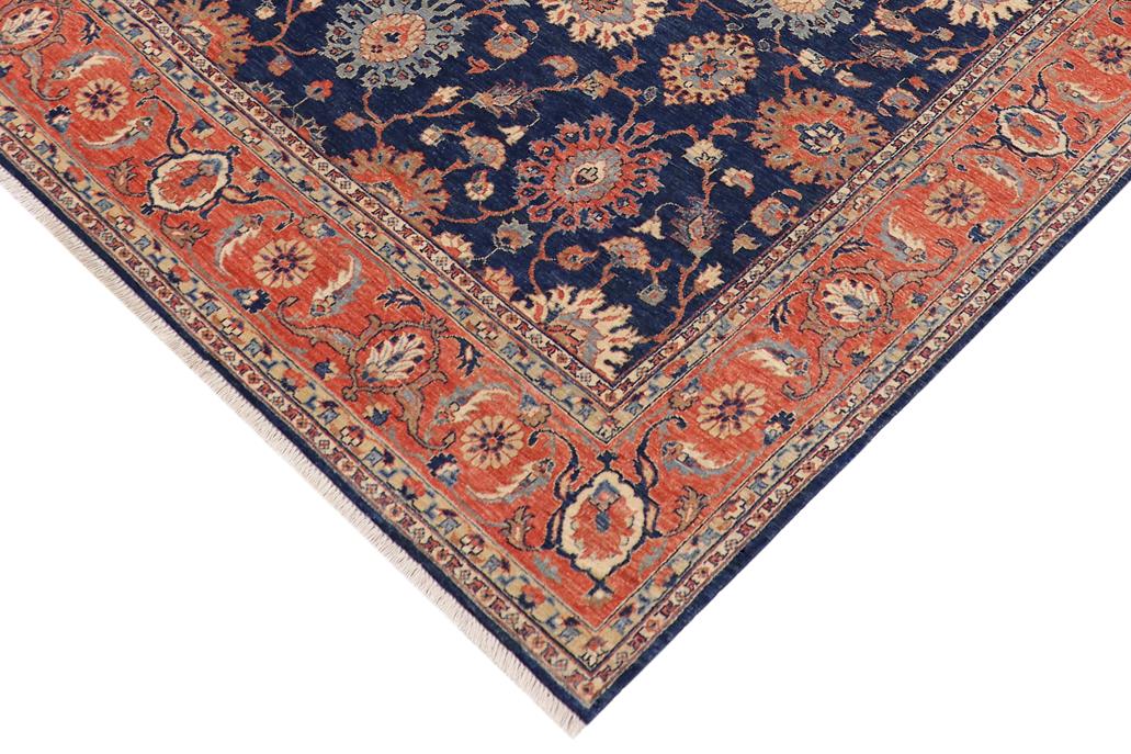 handmade Traditional Kafkaz Blue Rust Hand Knotted RECTANGLE 100% WOOL area rug 8 x 10