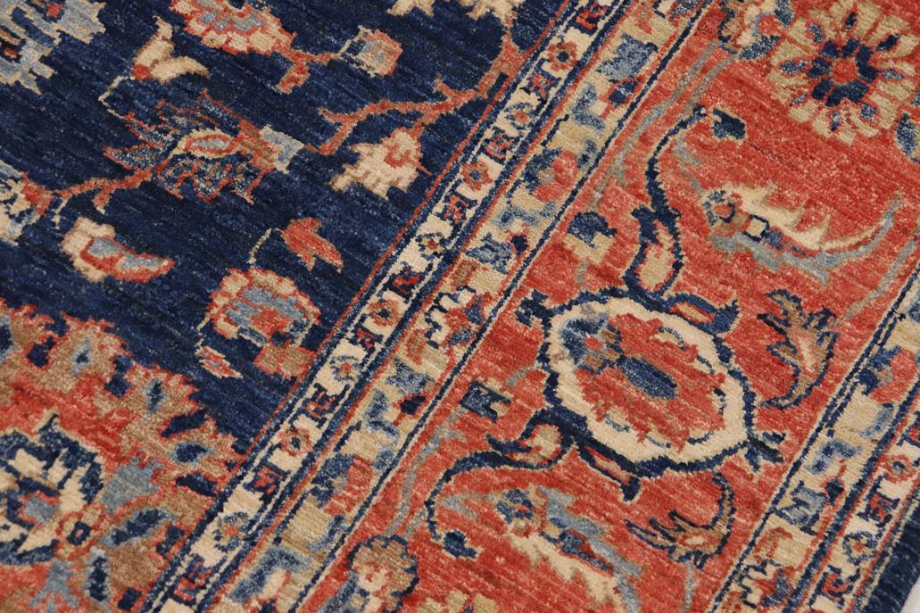 handmade Traditional Kafkaz Blue Rust Hand Knotted RECTANGLE 100% WOOL area rug 8 x 10