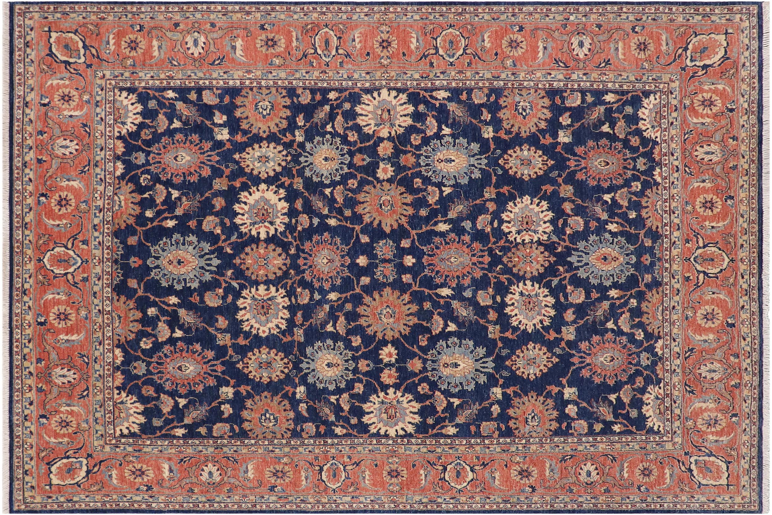 handmade Traditional Kafkaz Blue Rust Hand Knotted RECTANGLE 100% WOOL area rug 8x10