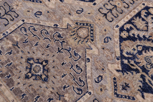 handmade Transitional Kafkaz Blue Beige Hand Knotted RECTANGLE 100% WOOL area rug 5' x 7'