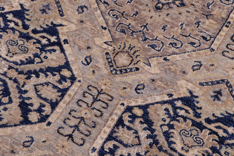 handmade Transitional Kafkaz Blue Beige Hand Knotted RECTANGLE 100% WOOL area rug 5' x 7'
