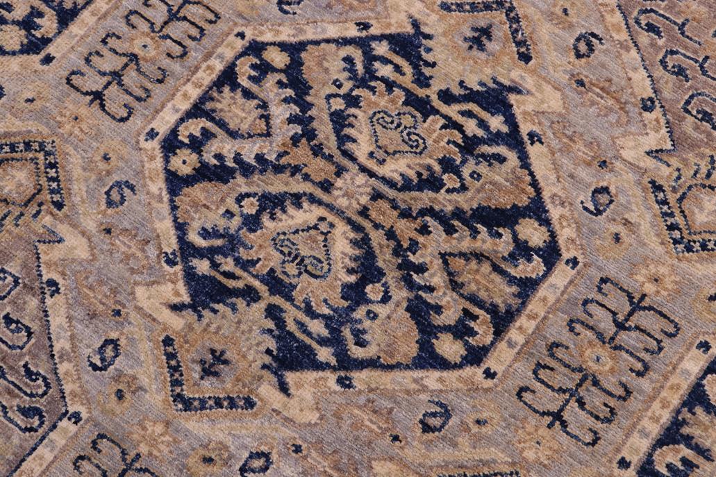 handmade Transitional Kafkaz Blue Beige Hand Knotted RECTANGLE 100% WOOL area rug 5 x 7