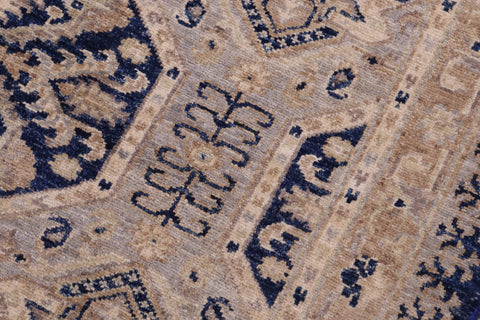 handmade Transitional Kafkaz Blue Beige Hand Knotted RECTANGLE 100% WOOL area rug 5' x 7'