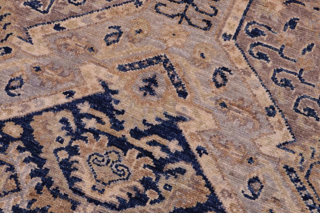 handmade Transitional Kafkaz Blue Beige Hand Knotted RECTANGLE 100% WOOL area rug 5 x 7