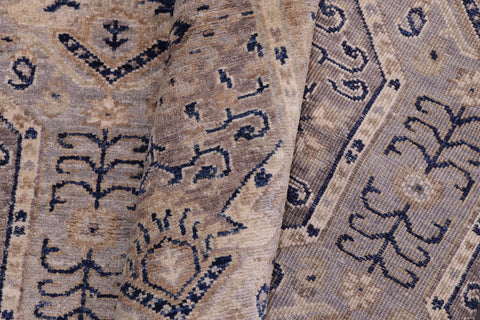handmade Transitional Kafkaz Blue Beige Hand Knotted RECTANGLE 100% WOOL area rug 5' x 7'