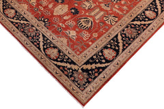 handmade Traditional Kafkaz Rust Drk. Blue Hand Knotted RECTANGLE 100% WOOL area rug 10 x 14