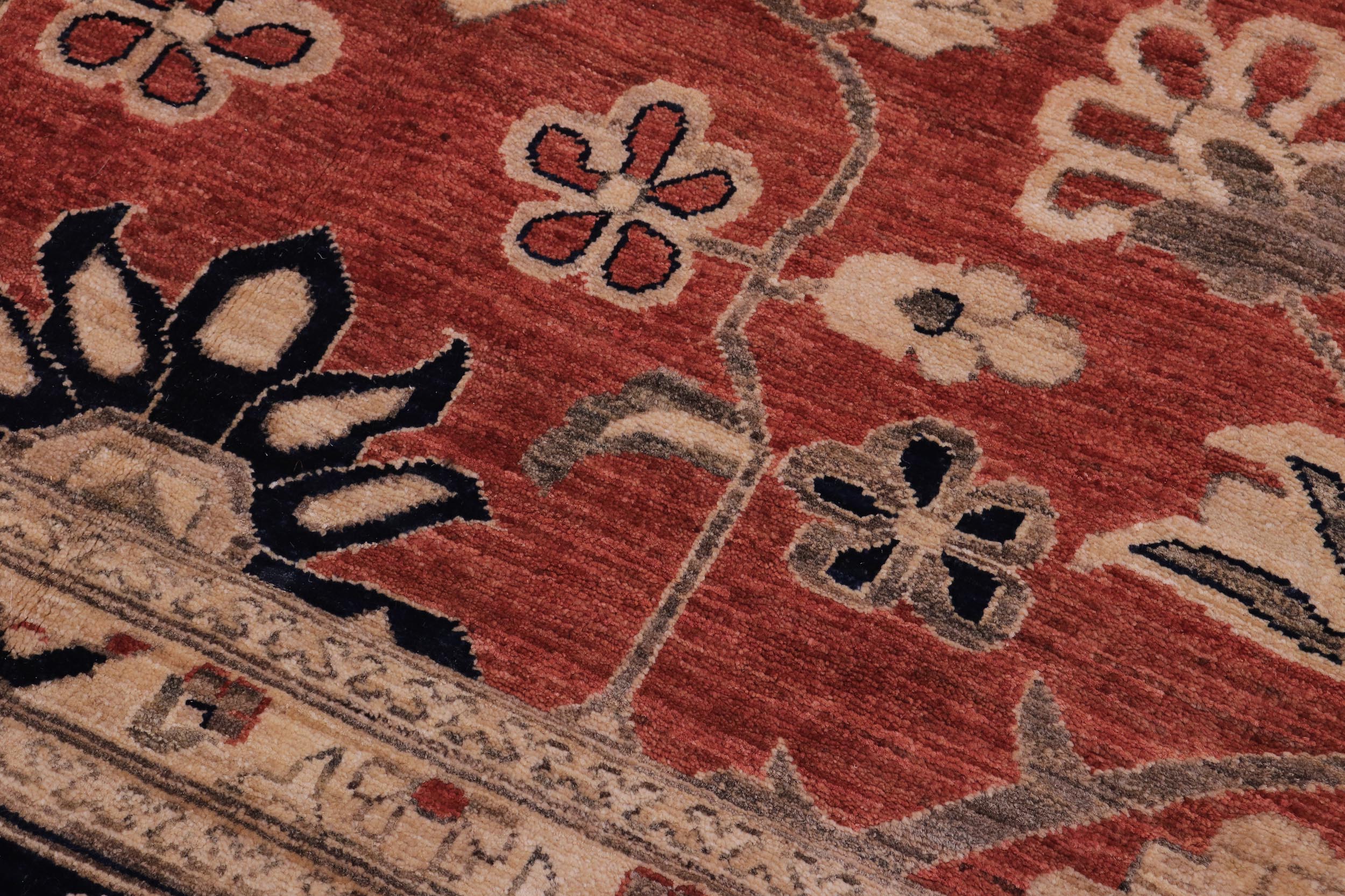 handmade Traditional Kafkaz Rust Drk. Blue Hand Knotted RECTANGLE 100% WOOL area rug 10x14