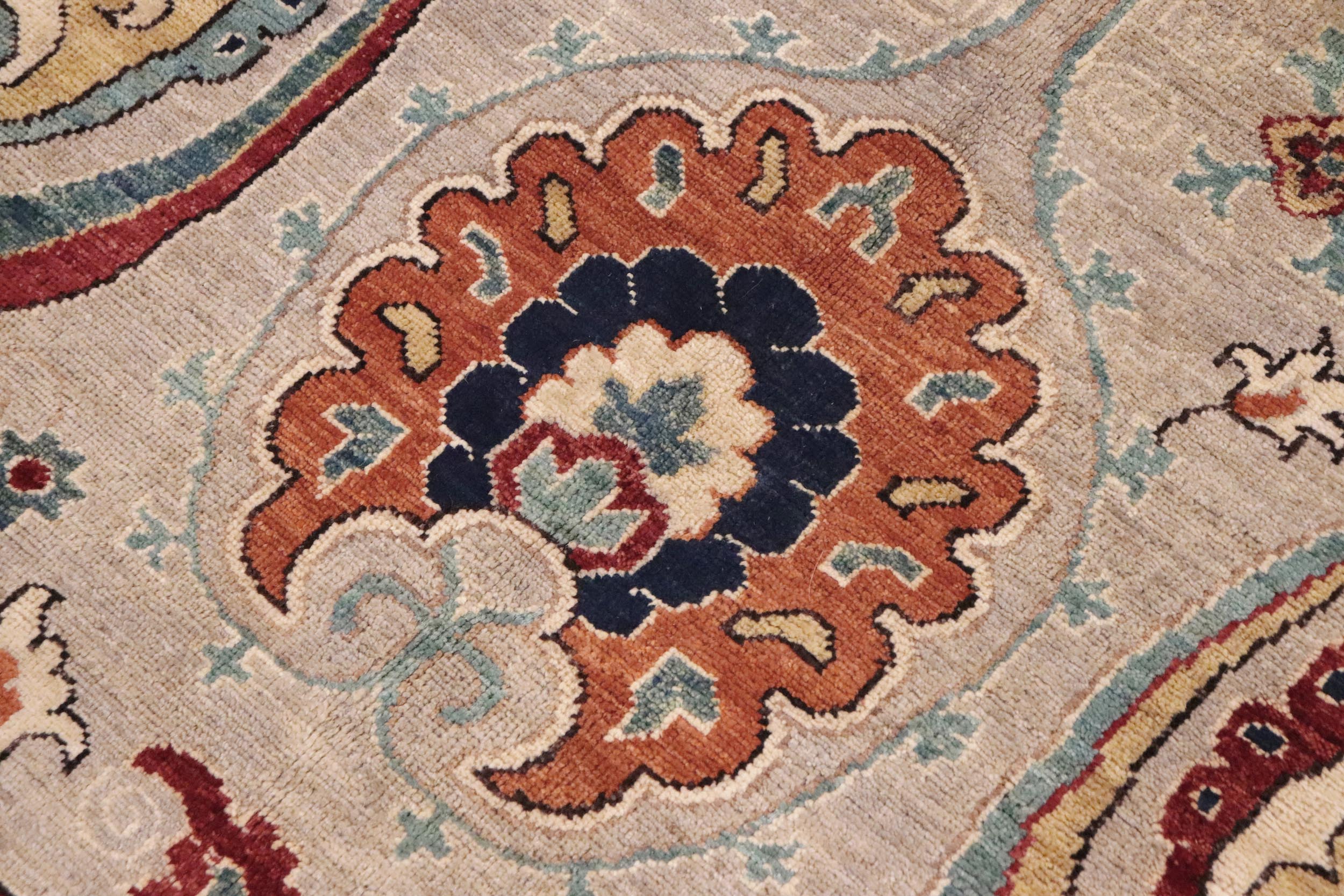 handmade Transitional Kafkaz Grey Orange Hand Knotted RECTANGLE 100% WOOL area rug 8' x 10'