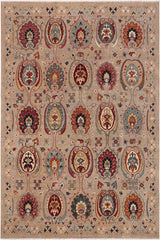 handmade Transitional Kafkaz Grey Orange Hand Knotted RECTANGLE 100% WOOL area rug 8 x 10