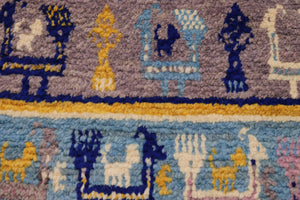 handmade Geometric Moroccan Beige Blue Hand Knotted RECTANGLE 100% WOOL area rug 8' x 10'