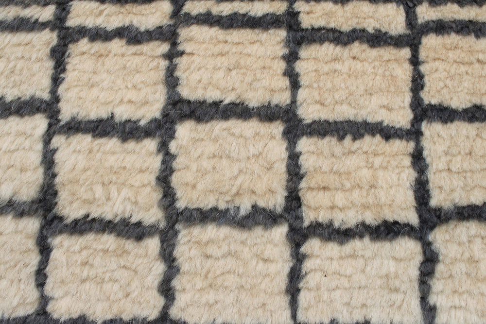 handmade Geometric Moroccan Beige Gray Hand Knotted RECTANGLE 100% WOOL area rug 4' x 6'