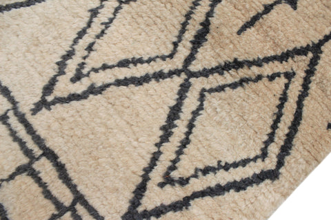 handmade Geometric Moroccan Beige Gray Hand Knotted RECTANGLE 100% WOOL area rug 4' x 6'