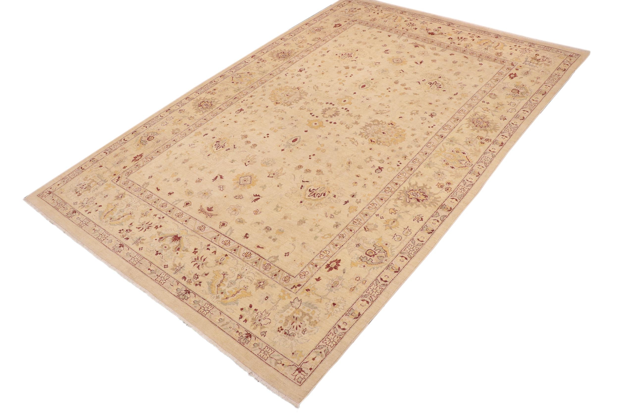 handmade Traditional Kafkaz Beige Gold Hand Knotted RECTANGLE 100% WOOL area rug 10x15