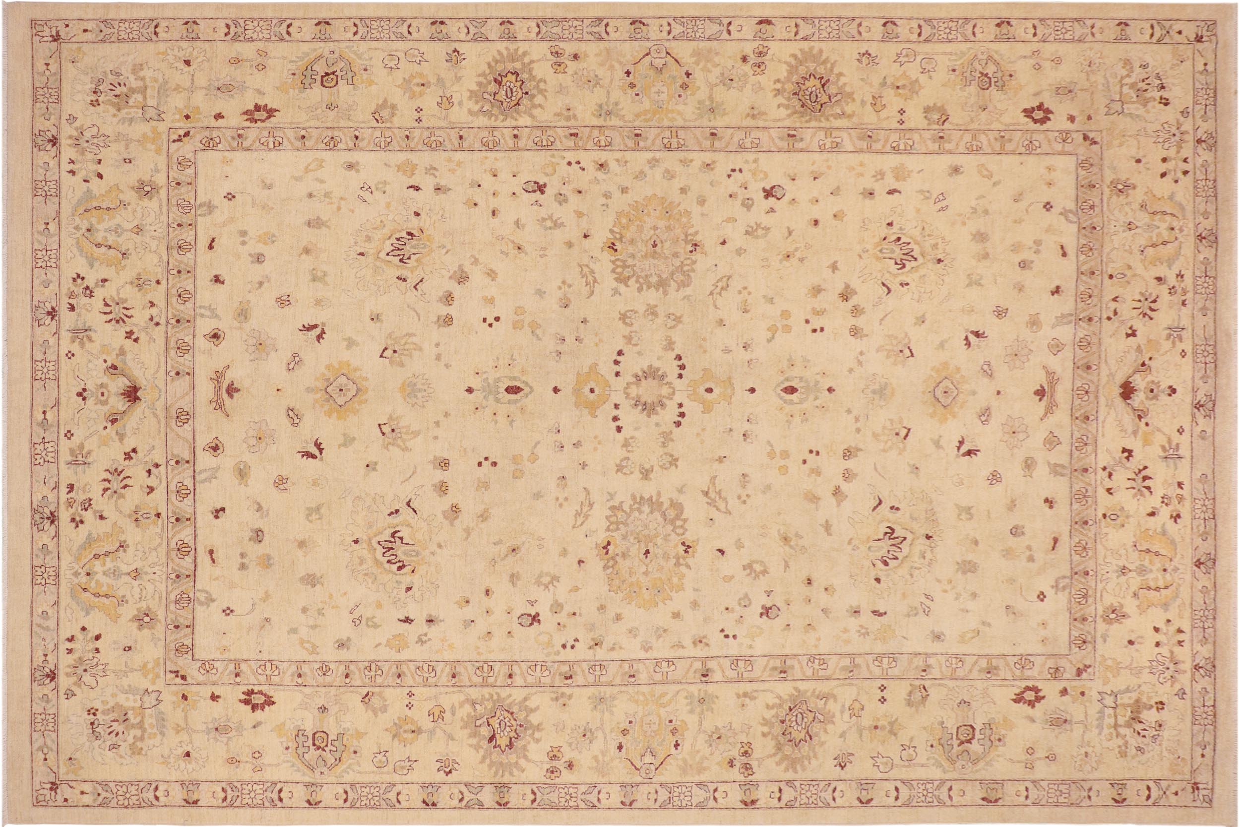 handmade Traditional Kafkaz Beige Gold Hand Knotted RECTANGLE 100% WOOL area rug 10x15