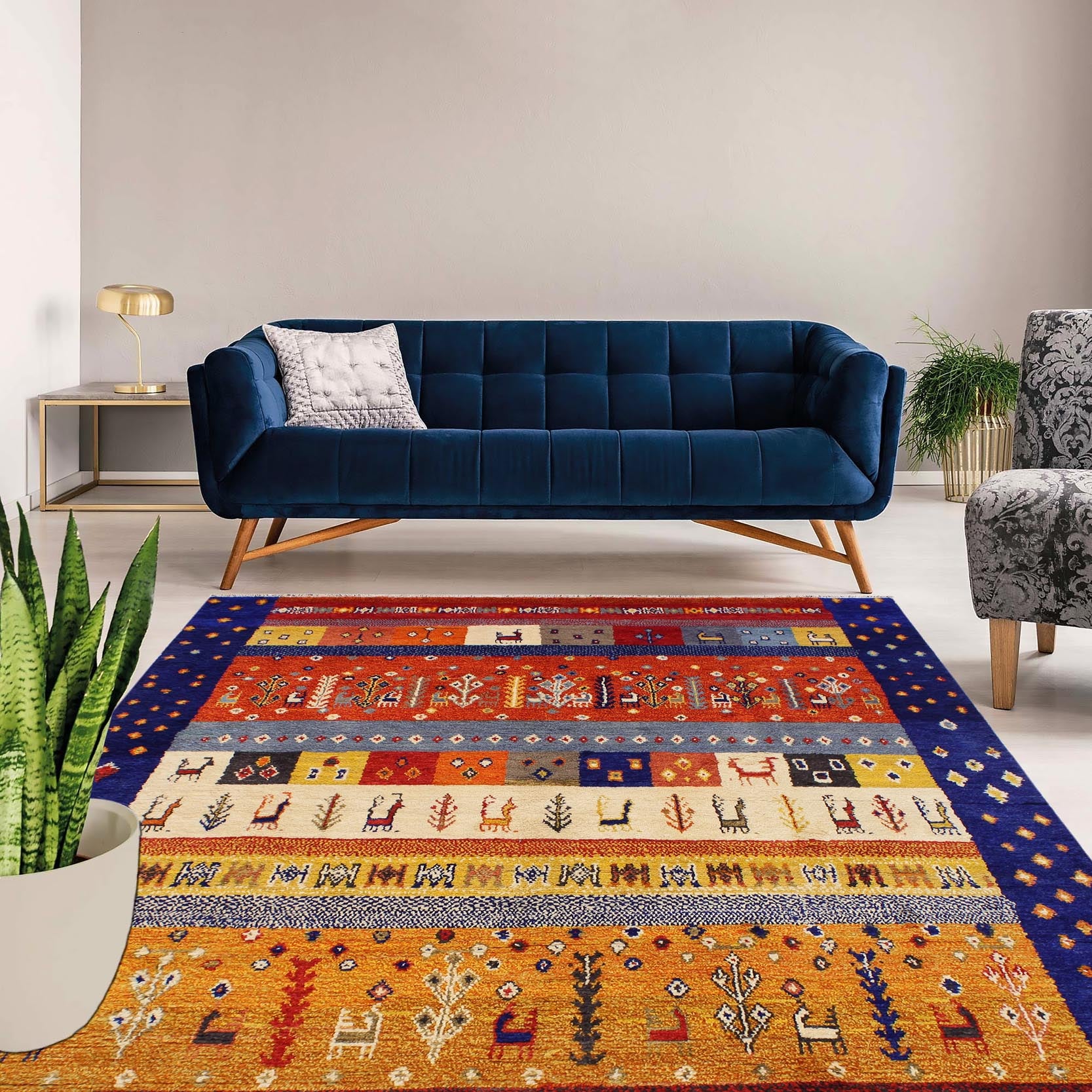 handmade Geometric Moroccan Rust Blue Hand Knotted RECTANGLE 100% WOOL area rug 9' x 12'