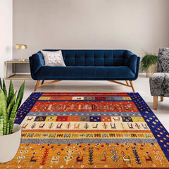 handmade Geometric Moroccan Rust Blue Hand Knotted RECTANGLE 100% WOOL area rug 9' x 12'