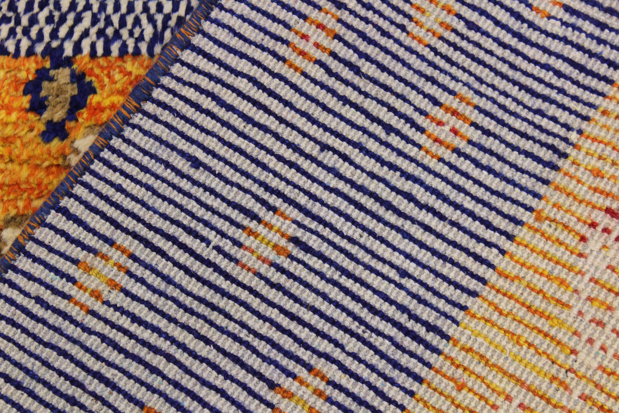 handmade Geometric Moroccan Rust Blue Hand Knotted RECTANGLE 100% WOOL area rug 9' x 12'
