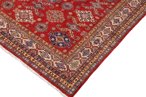handmade Geometric Super Kazak Red Beige Hand Knotted RECTANGLE 100% WOOL area rug 8' x 10'