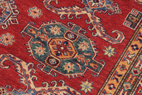 handmade Geometric Super Kazak Red Beige Hand Knotted RECTANGLE 100% WOOL area rug 8' x 10'