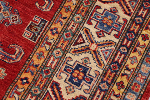 handmade Geometric Super Kazak Red Beige Hand Knotted RECTANGLE 100% WOOL area rug 8' x 10'