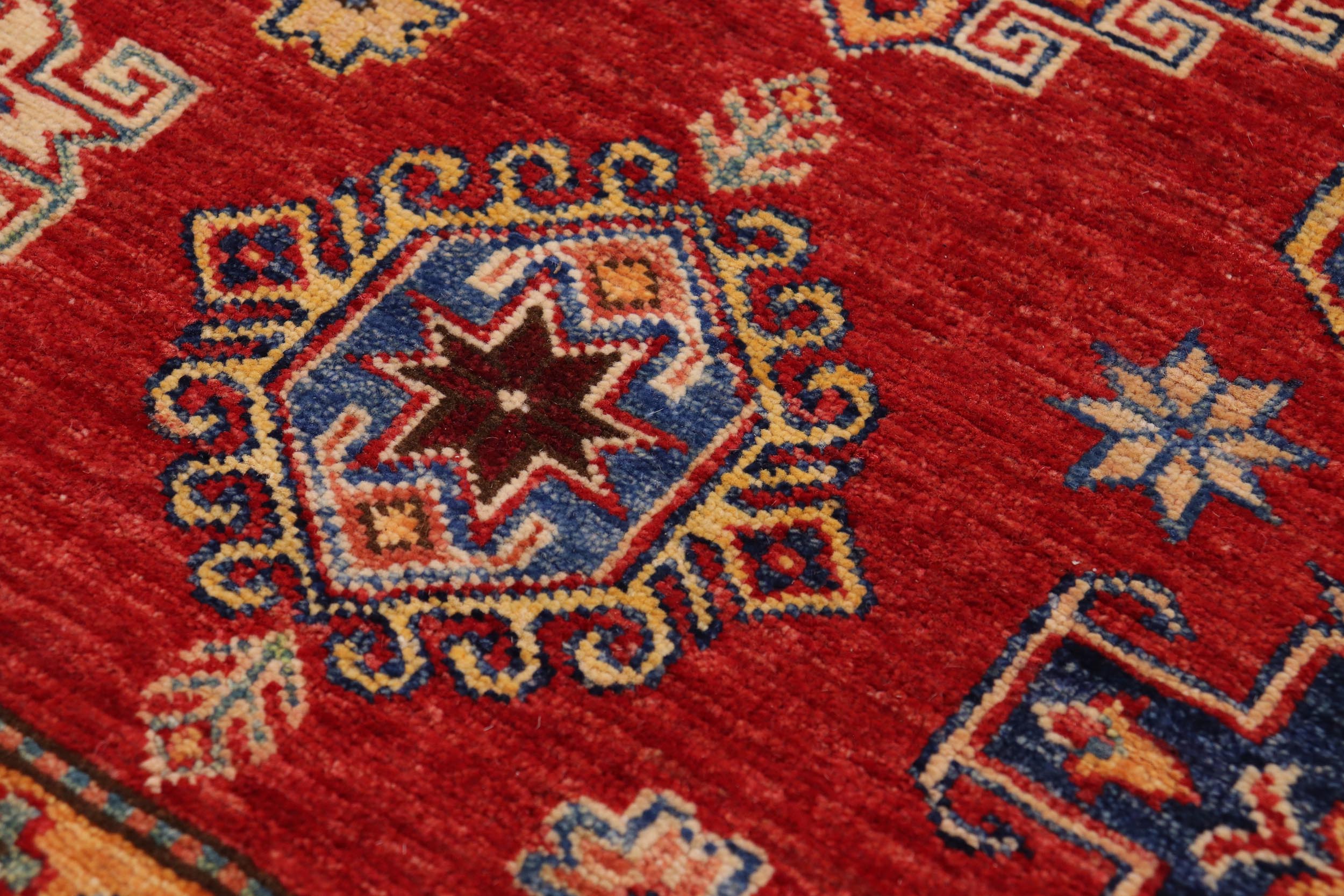 handmade Geometric Super Kazak Red Beige Hand Knotted RECTANGLE 100% WOOL area rug 8' x 10'
