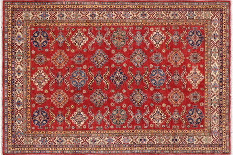 handmade Geometric Super Kazak Red Beige Hand Knotted RECTANGLE 100% WOOL area rug 8' x 10'