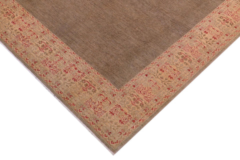 handmade Modern Kafkaz Brown Beige Hand Knotted RECTANGLE 100% WOOL area rug 10' x 14'