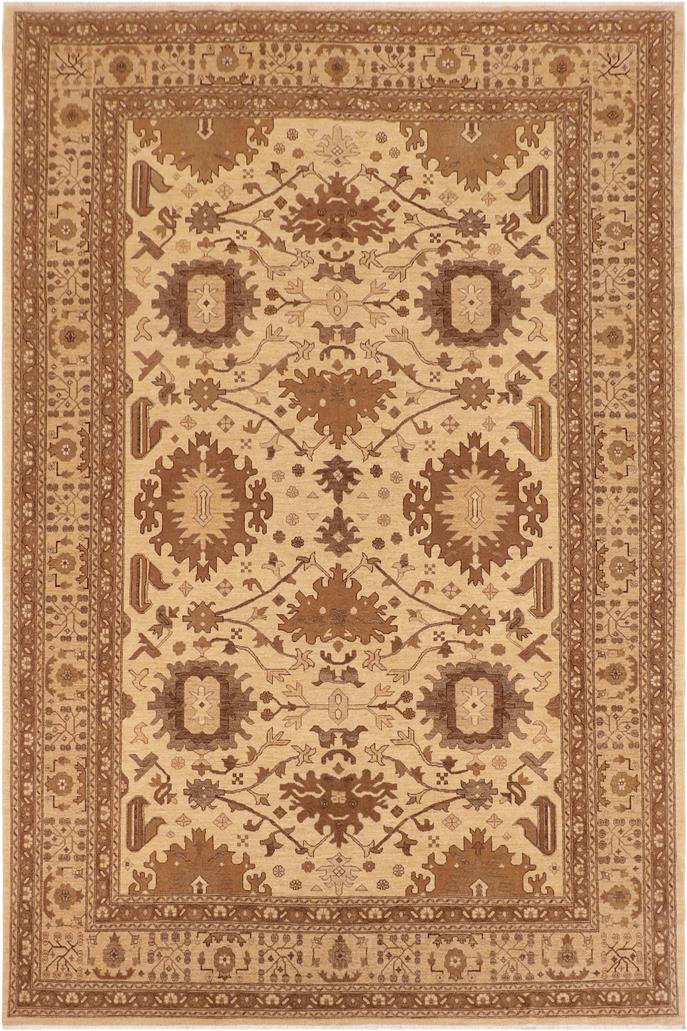 handmade Traditional Kafkaz Beige Tan Hand Knotted RECTANGLE 100% WOOL area rug 10 x 14