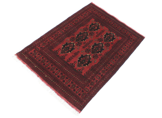 handmade Tribal Biljik Khal Mohammadi Red Black Hand Knotted RECTANGLE 100% WOOL area rug 3x5