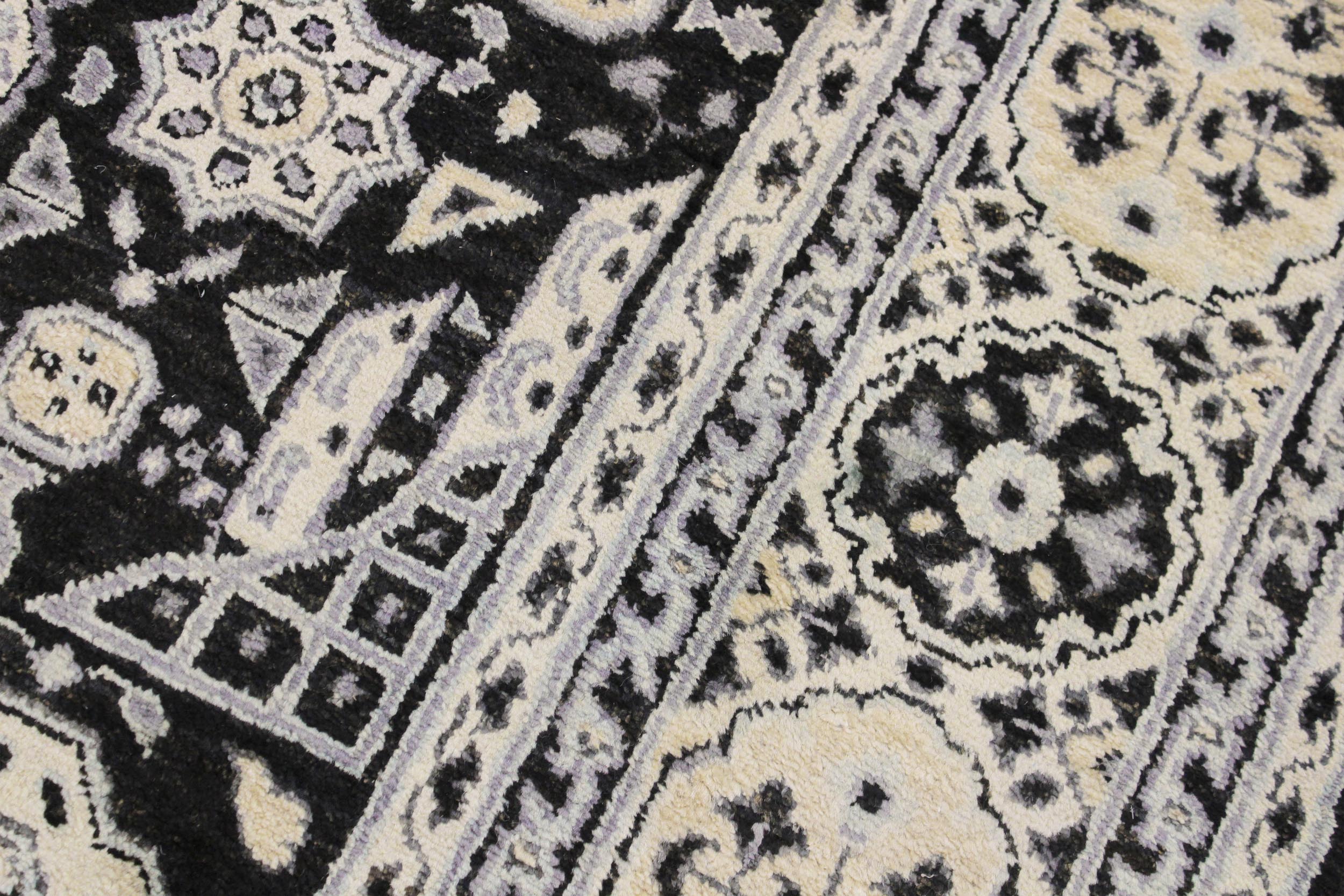 handmade Geometric Mamluk Black Beige Hand Knotted RECTANGLE 100% WOOL area rug 9 x 12
