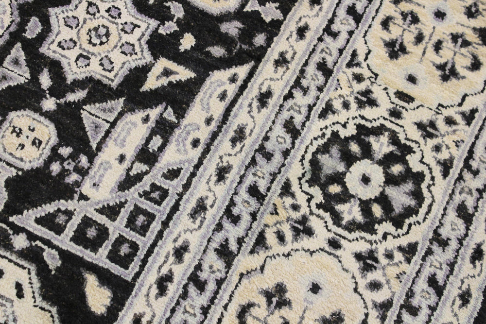 handmade Geometric Mamluk Black Beige Hand Knotted RECTANGLE 100% WOOL area rug 9 x 12