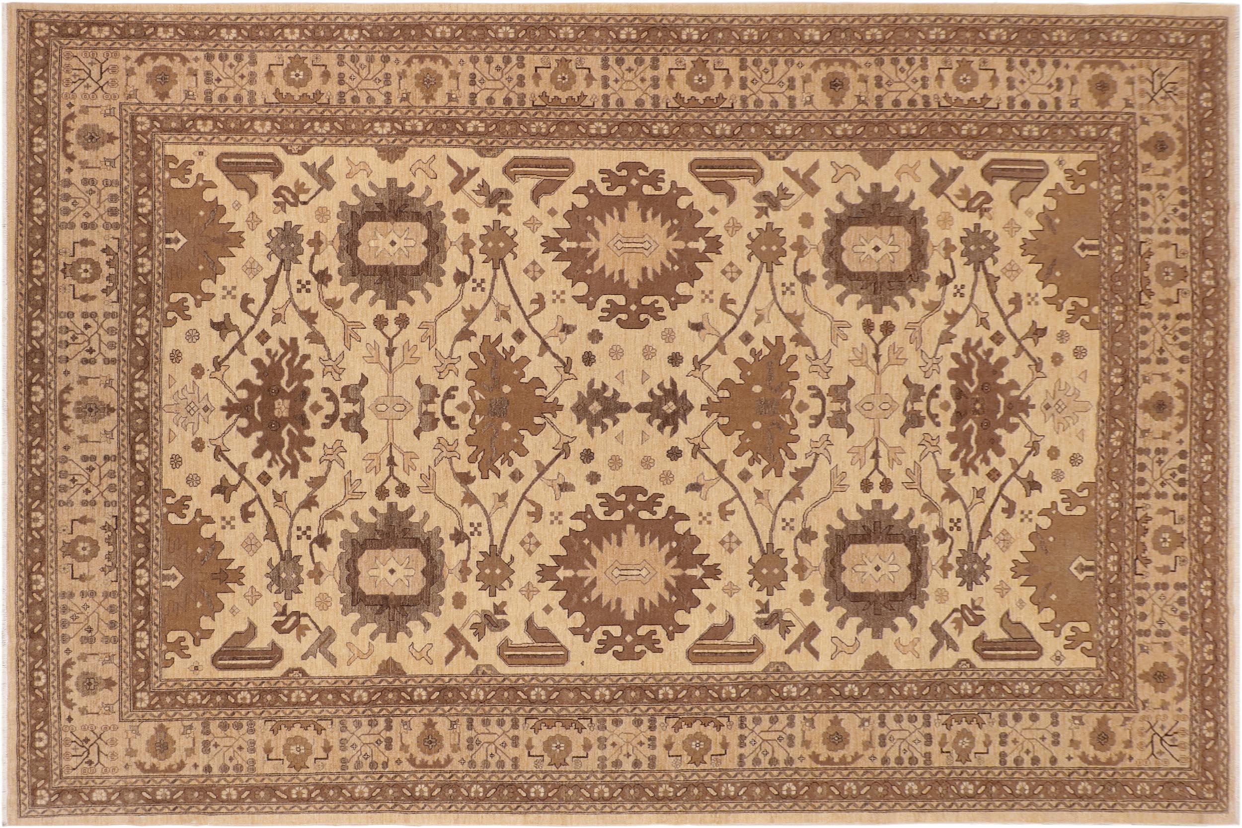 handmade Traditional Kafkaz Beige Tan Hand Knotted RECTANGLE 100% WOOL area rug 10x14