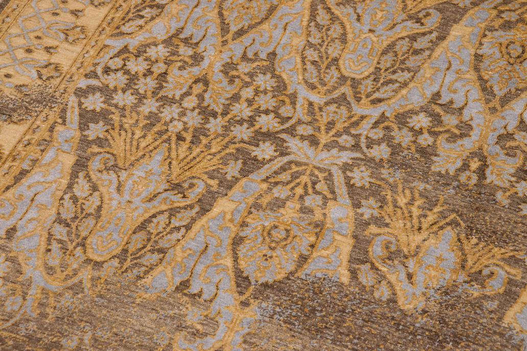 handmade Transitional Kafkaz gray Blue Hand Knotted RECTANGLE WOOL&SILK area rug 8 x 10