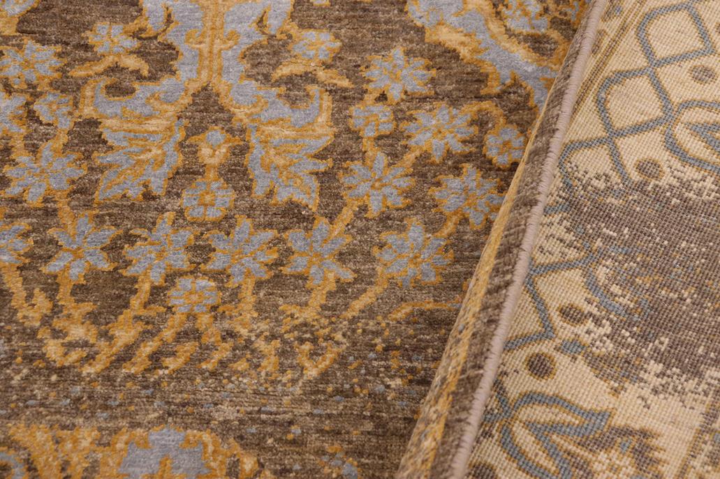 handmade Transitional Kafkaz gray Blue Hand Knotted RECTANGLE WOOL&SILK area rug 8 x 10