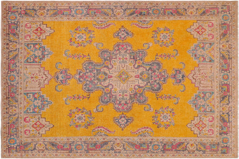handmade Vintage Hand Painte Yellow Grey Hand Knotted RECTANGLE 100% WOOL area rug 10' x 13'