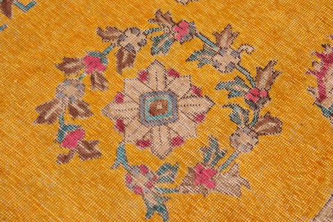 handmade Vintage Hand Painte Yellow Grey Hand Knotted RECTANGLE 100% WOOL area rug 10' x 13'