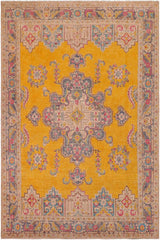 handmade Vintage Hand Painte Yellow Grey Hand Knotted RECTANGLE 100% WOOL area rug 10 x 13
