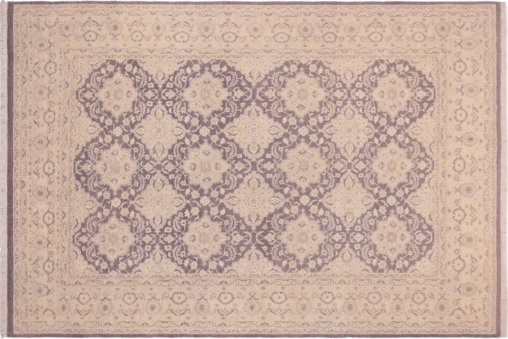 handmade Transitional Kafkaz Purple Gray Hand Knotted RECTANGLE WOOL&SILK area rug 10' x 14'