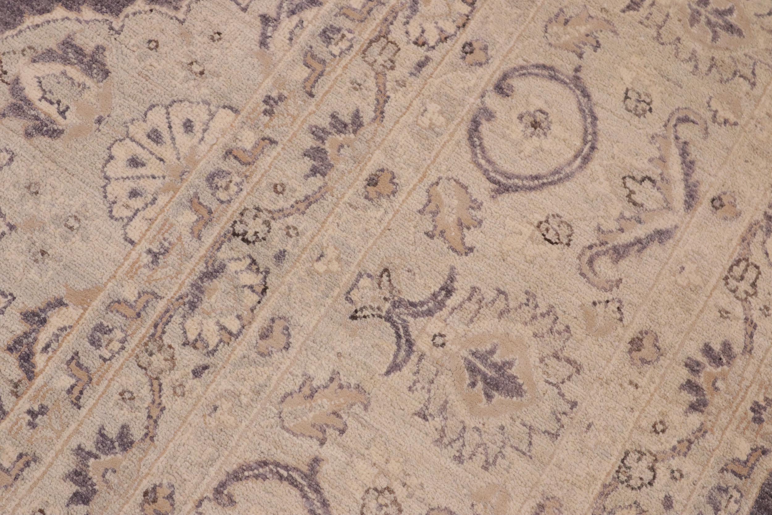 handmade Transitional Kafkaz Purple Gray Hand Knotted RECTANGLE WOOL&SILK area rug 10' x 14'