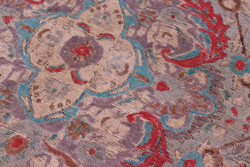 handmade Vintage Hand Painte Blue Purple Hand Knotted RECTANGLE 100% WOOL area rug 6' x 9'
