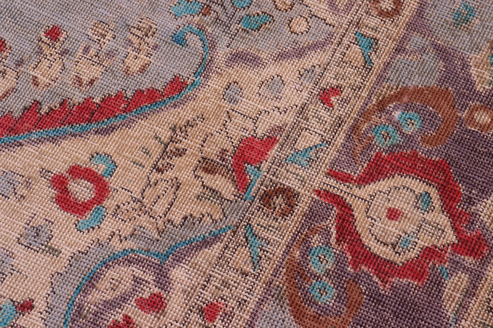 handmade Vintage Hand Painte Blue Purple Hand Knotted RECTANGLE 100% WOOL area rug 6' x 9'