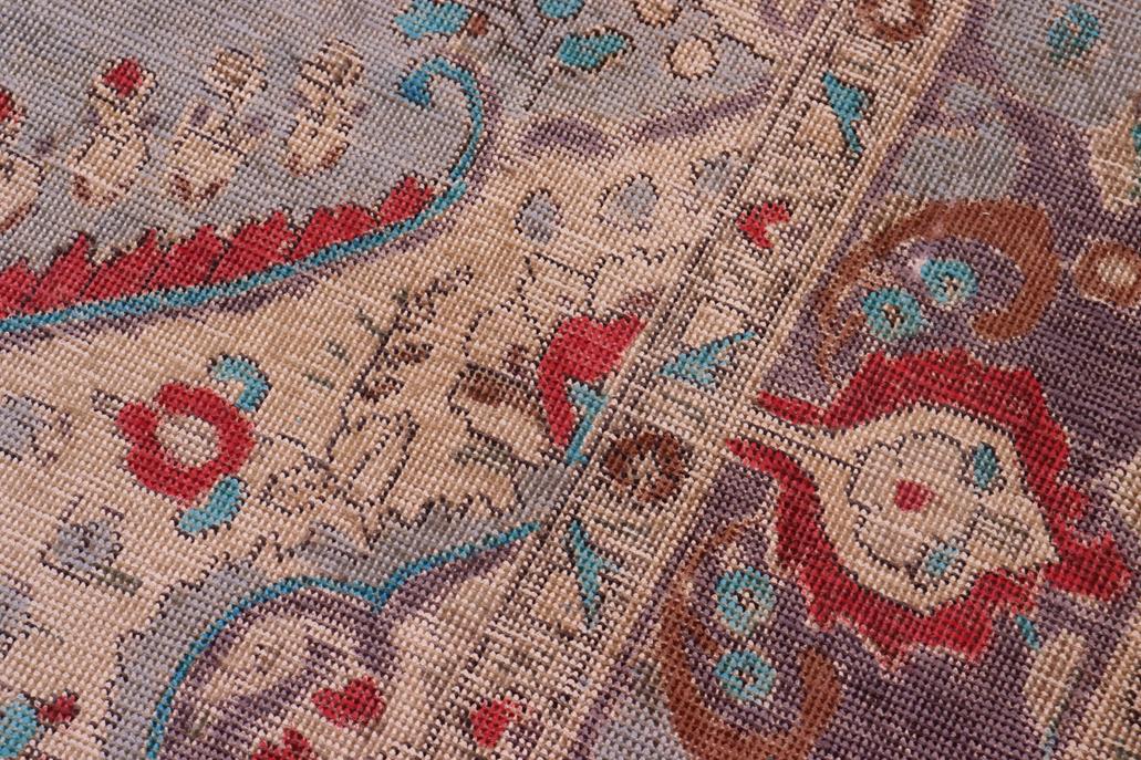 handmade Vintage Hand Painte Blue Purple Hand Knotted RECTANGLE 100% WOOL area rug 6 x 9