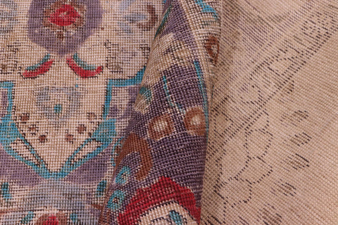 handmade Vintage Hand Painte Blue Purple Hand Knotted RECTANGLE 100% WOOL area rug 6' x 9'