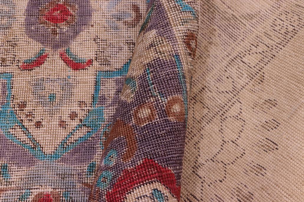 handmade Vintage Hand Painte Blue Purple Hand Knotted RECTANGLE 100% WOOL area rug 6 x 9