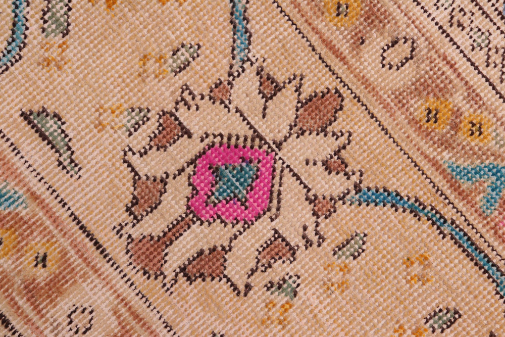 handmade Vintage Hand Painte Blue Beige Hand Knotted RECTANGLE 100% WOOL area rug 8' x 11'