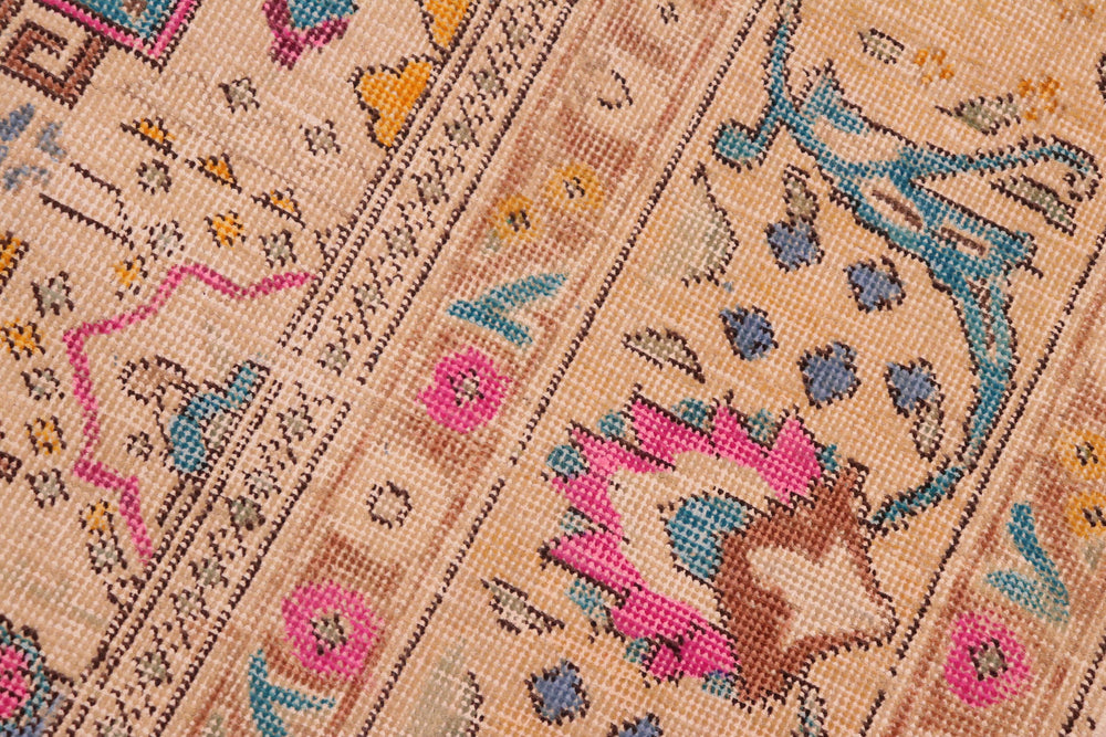handmade Vintage Hand Painte Blue Beige Hand Knotted RECTANGLE 100% WOOL area rug 8' x 11'