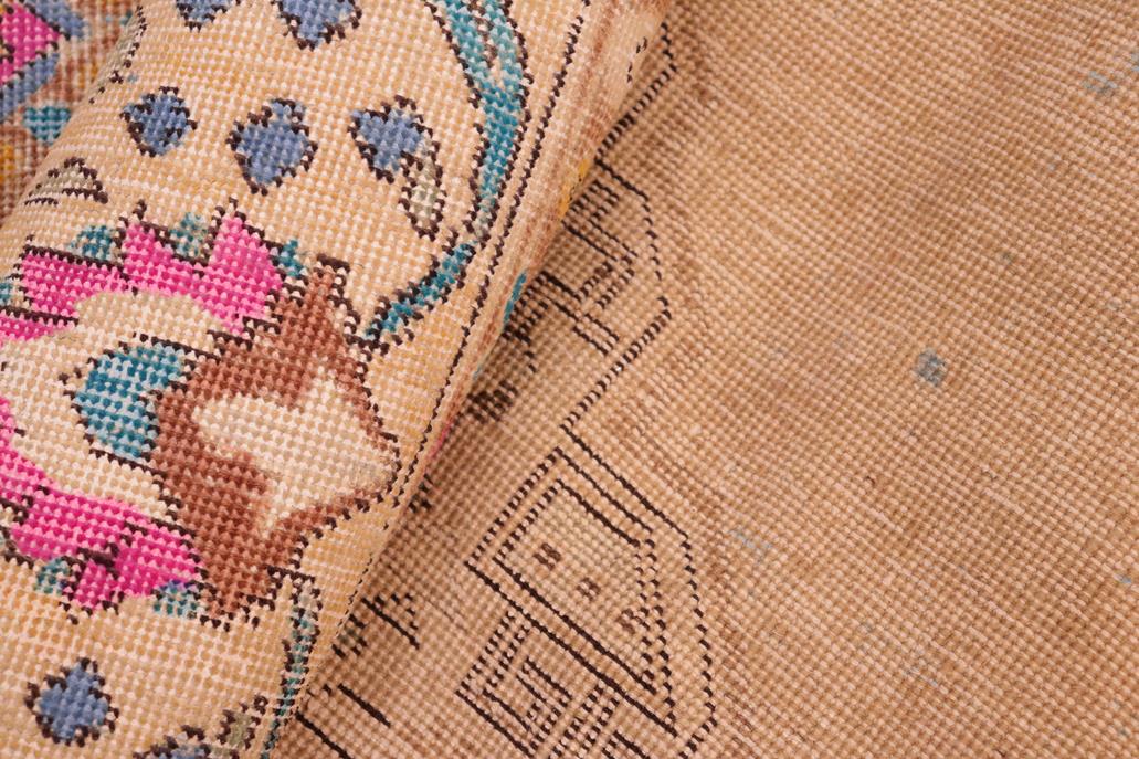 handmade Vintage Hand Painte Blue Beige Hand Knotted RECTANGLE 100% WOOL area rug 8 x 11