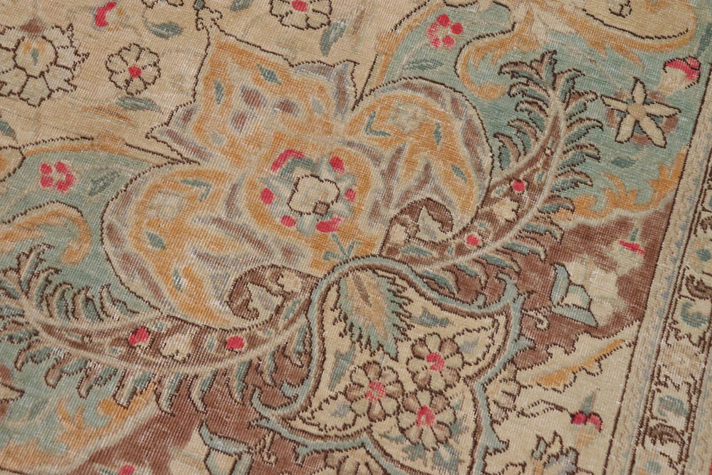 handmade Vintage Hand Painte Beige Red Hand Knotted RECTANGLE 100% WOOL area rug 9' x 11'